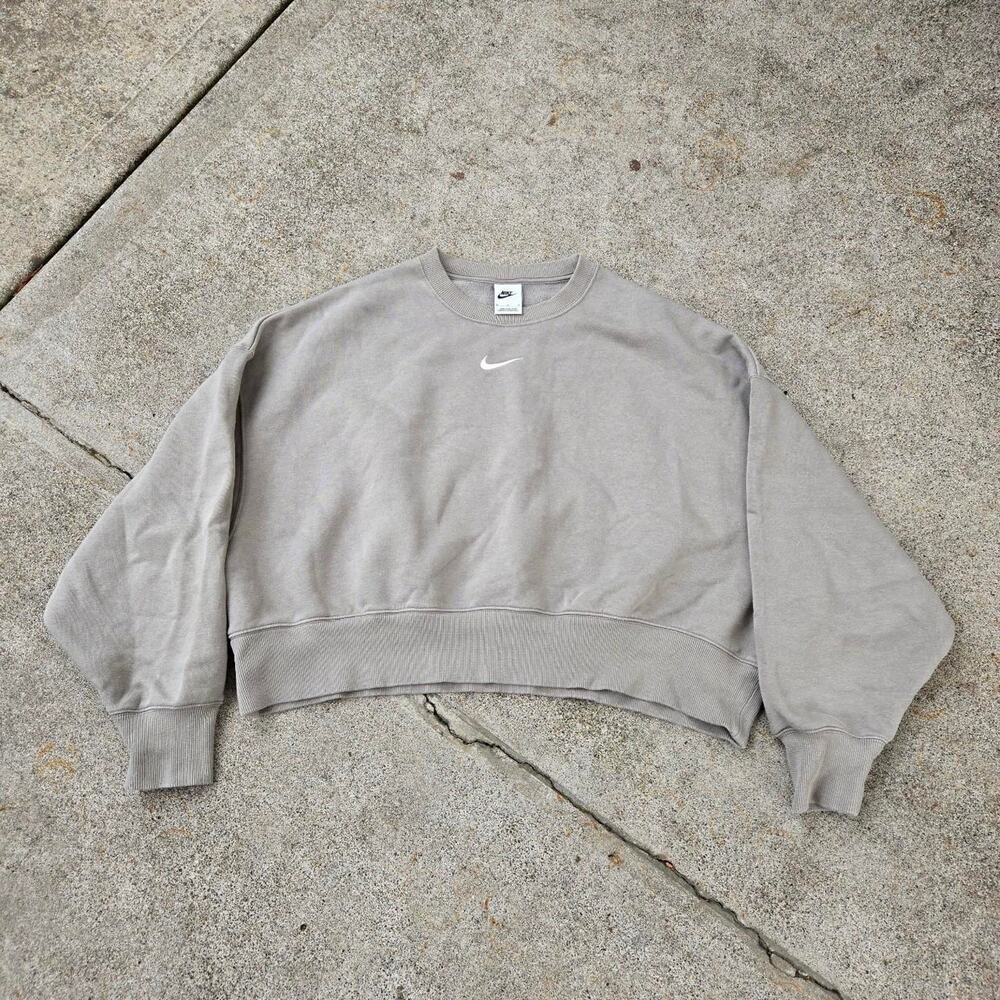 Vtg Y2k NIKE Center Swoosh Logo Earthtone Cropped Fit Crewneck Sweatshirt Med
